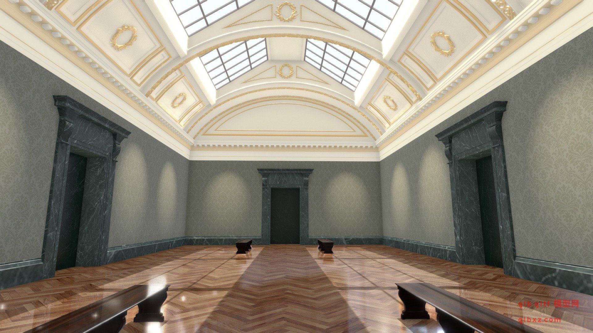 经典艺术画廊舞台大厅VRAR元宇宙场景-glb,gltf模 经典艺术画廊舞台大厅VRAR元宇宙场景-glb,gltf模