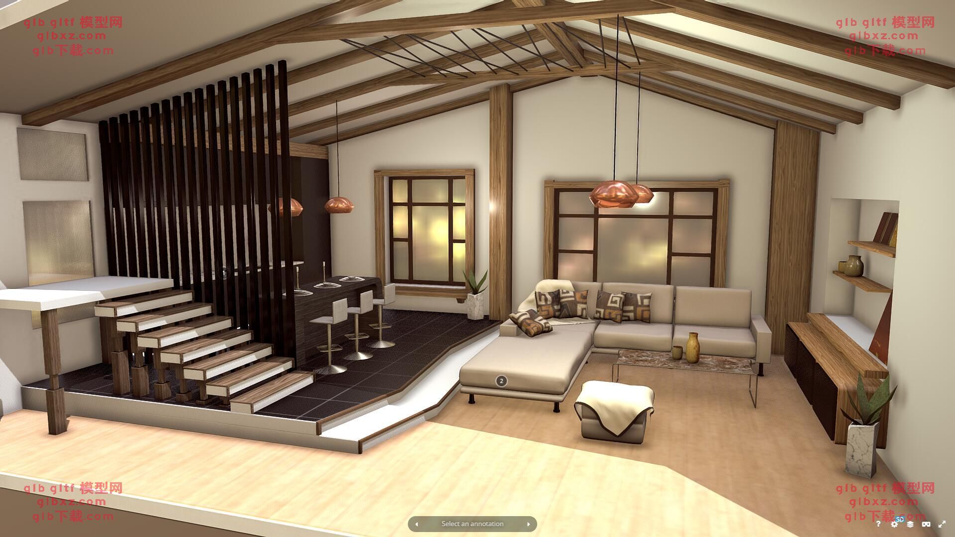 现代室内设计房屋建筑GLB/GLTF模型3d 现代室内设计房屋建筑GLB/GLTF模型3d