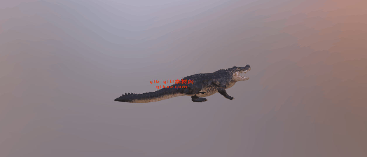 鳄鱼带动作-glb，gltf，3D模型下载