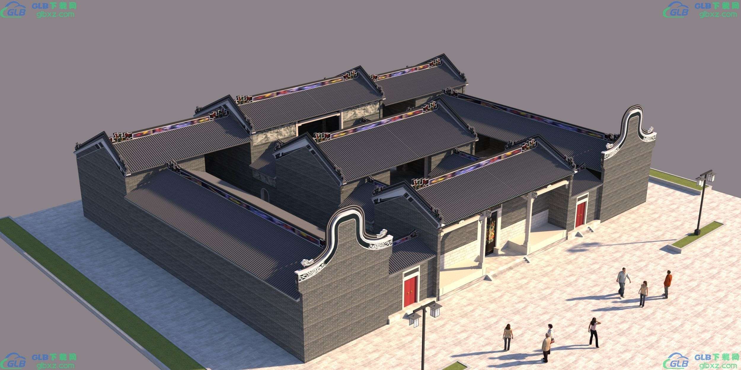 祠堂古建筑房屋GLB/GLTF格式