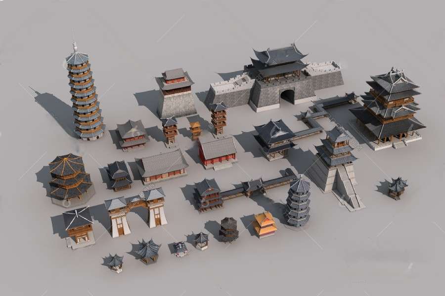 中式 古建 常用古建筑GLB/GLTF格式