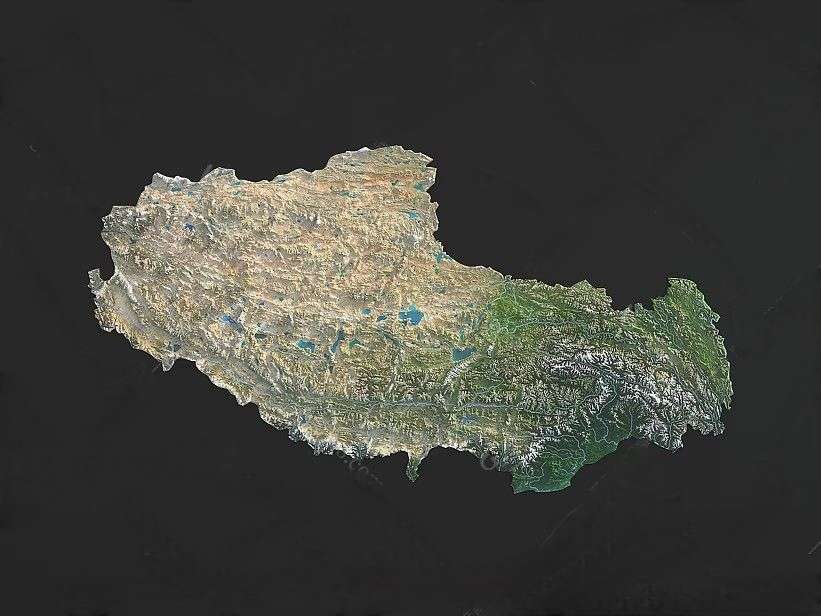 现代 地图 西藏地形图GLB/GLTF素材