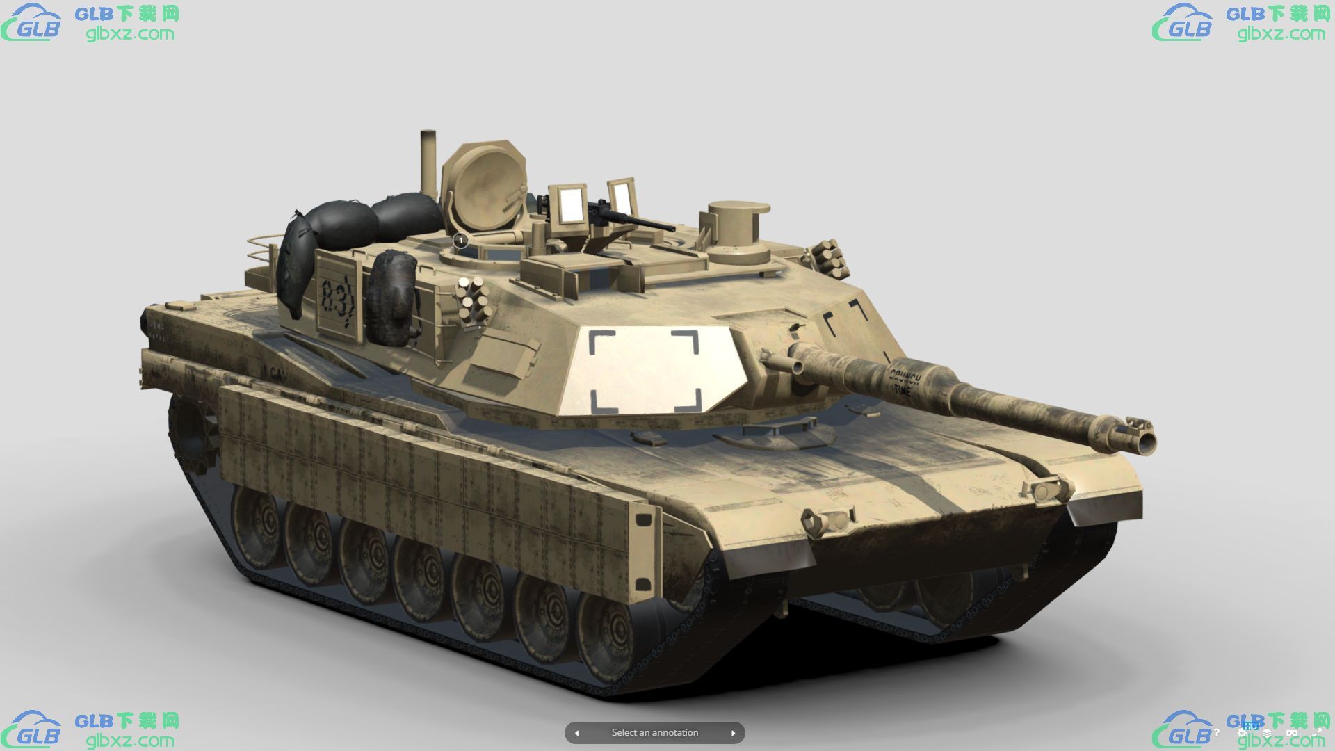 M1A1艾布拉姆斯主战坦克GLB/GLTF格式