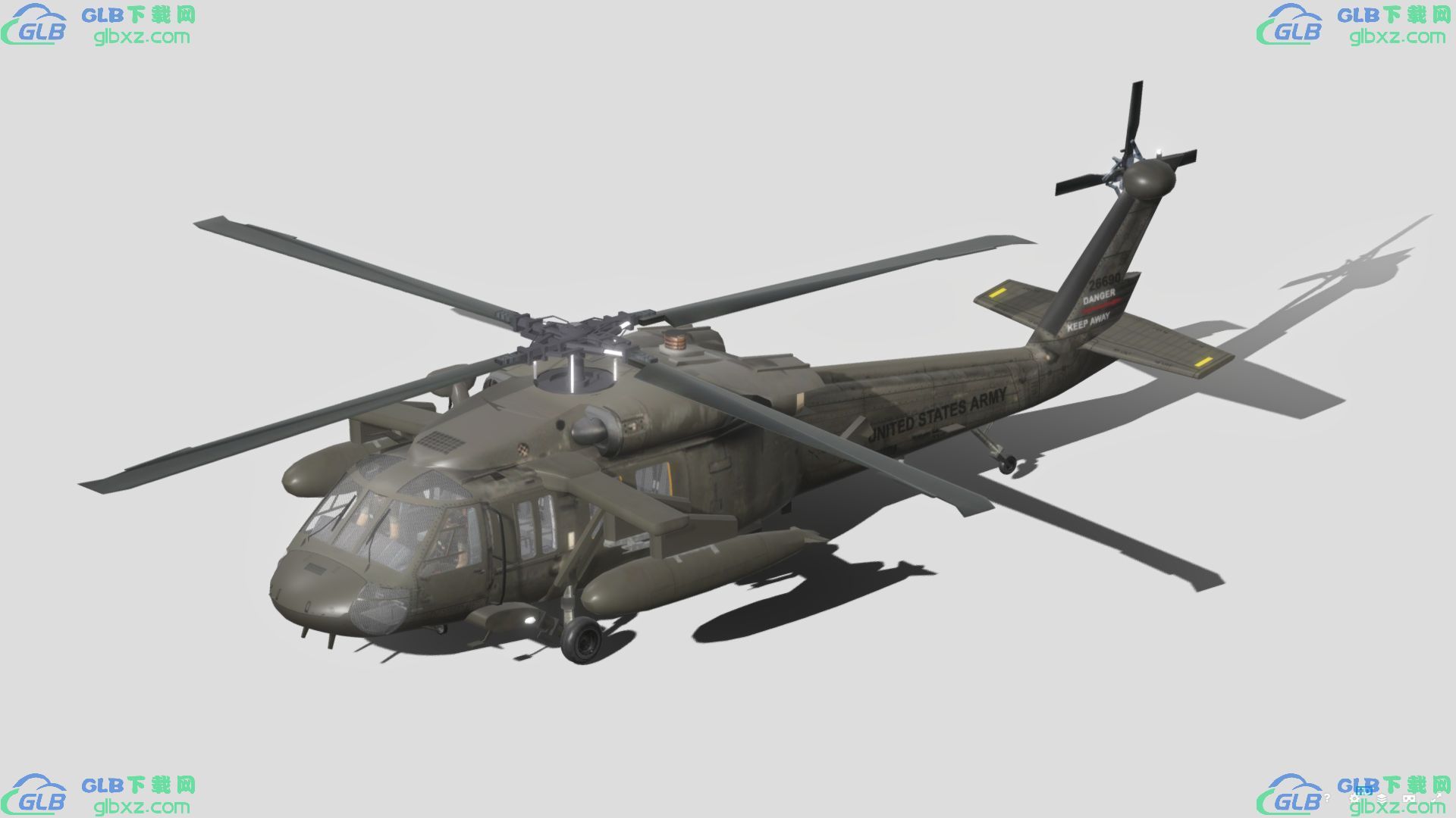 西科斯基UH-60M黑鹰直升机 GLB/GLTF格式